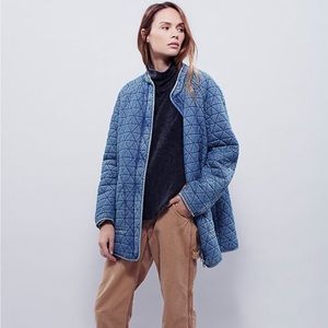 Free People Denim Qulited Jacket